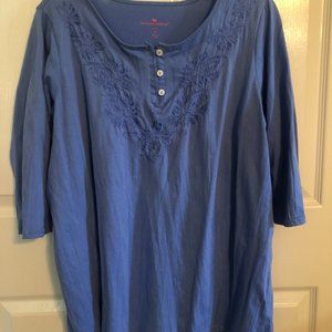 Woman Within blouse.  Blue with embellishment Size 14/16
